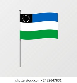 Rio Negro region flag on flagpole. Vector illustration.