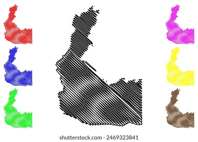 Rio Novo do Sul municipality (Espírito Santo state, Municipalities of Brazil, Federative Republic of Brazil) map vector illustration, scribble sketch map