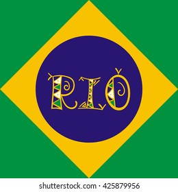 Rio poster. Brazil - banners and card vector template background. Ethnic and tribal letters print.