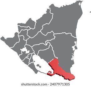 RIO SAN JUAN DEPARTMENT MAP PROVINCE OF NICARAGUA 3D ISOMETRIC MAP