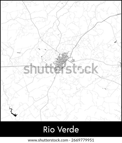 Rio Verde city map, Brazil - Topographic vector map poster