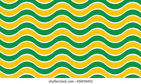 Fondo de la ola de Río usando los colores de la bandera de Brasil. Diseño de fondo de colección, fondo de color de la marca Brasil, ilustración vectorial. Fondo de semitonos luminosos sin inconvenientes utilizando los colores de la bandera brasileña.