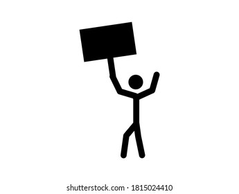 Riot or a human protesting with a banner placard on hand vector template EPS10