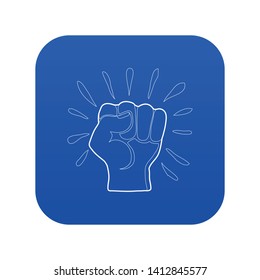 Riot icon blue vector isolated on white background