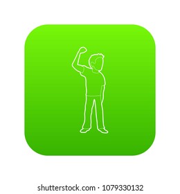 Riot of man icon green vector isolated on white background