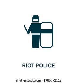 Riot Police icon. Monochrome simple element from civil rights collection. Creative Riot Police icon for web design, templates, infographics and more