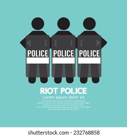 Riot Police Standing With Shield Vector Illustration