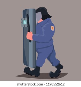 Riot policeman with shield