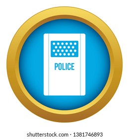 Riot shield icon blue vector isolated on white background for any design