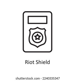 Ilustración de diseño del icono de contorno del vector protector antidisturbios. Símbolo de aplicación de la ley sobre el fondo blanco archivo EPS 10