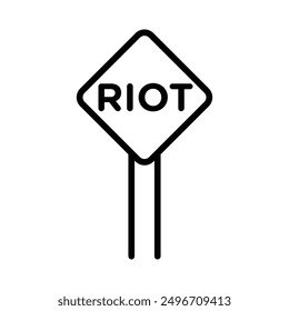 Riot sign icon linear logo mark in black and white