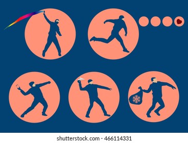 Riot Street Unrest Hooligans Confrontation with the Police Protest Demonstration Strike Silhouettes Icons Set
