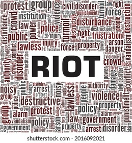 Riot vector illustration word cloud isolated on a white background.
