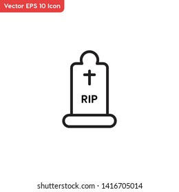 RIP grave, death symbol vector icon