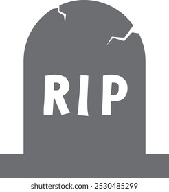 RIP Grave Halloween Illustration Silhouette Style Grey Color Rock