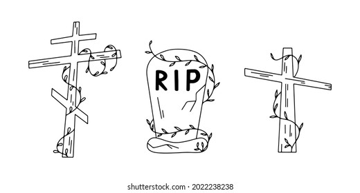 Rip Grave Halloween line art
