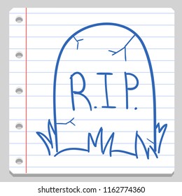 Rip Grave Halloween Notebook School Doodle Icon Symbol Sketch Line Art