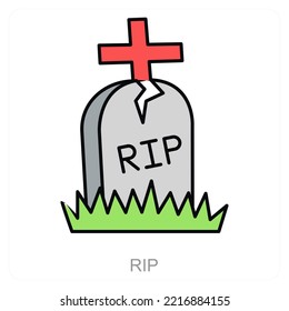 RIP and grave icon concept