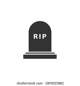 Rip grave icon. Tombstone burial symbol. Vector illustration isolated on white.