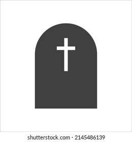 Rip grave icon. Tombstone burial symbol. Vector illustration isolated on white