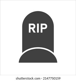 Rip grave icon. Tombstone burial symbol. Vector illustration isolated on white