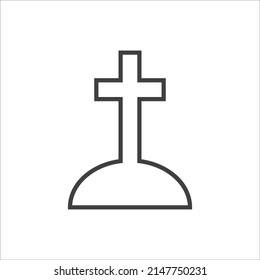 Rip grave icon. Tombstone burial symbol. Vector illustration isolated on white