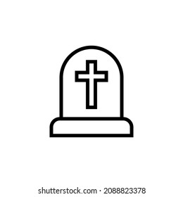 Rip Grave Line Icon. Headstone Linear Style Sign For Mobile Concept And Web Design. Halloween Tombstone Outline Vector Icon. Symbol, Logo Illustration. Vector Graphics