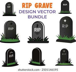 Rip grave sihouette vector  design bundle