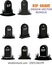 Rip grave sihouette vector  design bundle