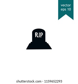 Rip, grave, tombstone vector icon