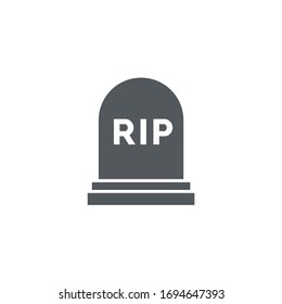 Rip grave vector icon. Tombstone Gravestone death rest in peace flat funeral symbol