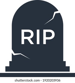 Rip grave vector icon. Tombstone Gravestone death rest in peace flat funeral symbol