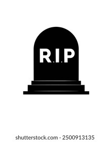 Rip grave vector icon. Tombstone Gravestone death rest in peace flat funeral symbol. stock illustration