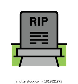 rip gravestone color icon vector. rip gravestone sign. isolated symbol illustration