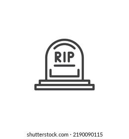 RIP gravestone line icon. linear style sign for mobile concept and web design. Tombstone outline vector icon. Symbol, logo illustration. Vector graphics