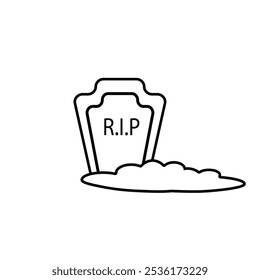 RIP-Grabstein-Liniensymbol. lineares Design für mobiles Konzept und Webdesign. Gliederungsvektorsymbol für Tombstone. Symbol, Logo-Abbildung. Vektorgrafiken