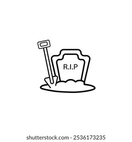 RIP-Grabstein-Liniensymbol. lineares Design für mobiles Konzept und Webdesign. Gliederungsvektorsymbol für Tombstone. Symbol, Logo-Abbildung. Vektorgrafiken