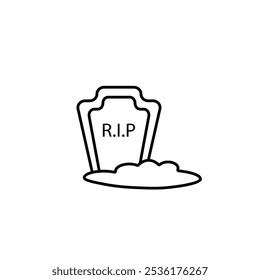 RIP-Grabstein-Liniensymbol. lineares Design für mobiles Konzept und Webdesign. Gliederungsvektorsymbol für Tombstone. Symbol, Logo-Abbildung. Vektorgrafiken