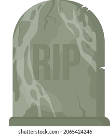 RIP gravestone semi flat color vector item. Spooky tombstone. Realistic object on white. Halloween decoration isolated modern cartoon style illustration for graphic design and animation