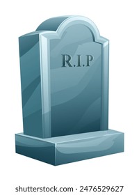 RIP gravestone vector cartoon illustration. Tombstone isolated on white background