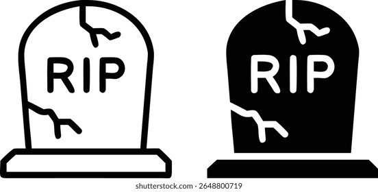 RIP Gravestone Vetor, Halloween Tombstone Silhueta, Preto assustador Grave Ícone Clipart