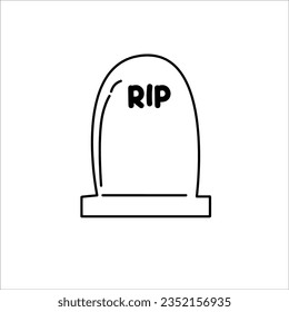 RIP Halloween graveyard Vector Iluustration. Doodle of scary tomb stones  at the graveyard 