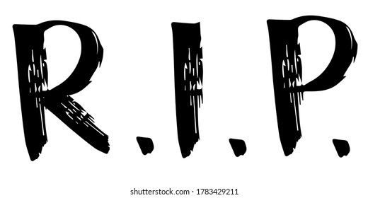 R.I.P. halloween lettering. Felt tip pen handwritten phrase rest in peace for different print design, logo, banner, poster, card, invitation