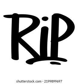 RIP handwritten text. Rest in peace abbreviation. Vector design lettering for passed away.
