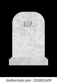 R.I.P. Headstone At A Cemetery. Blank Grave Stone Vector Illustration.