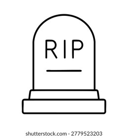 RIP headstone, RIP headstone grave marker black and white vector line illustration