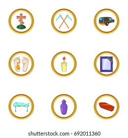 Rip icon set. Cartoon set of 9 rip vector icons for web isolated on white background