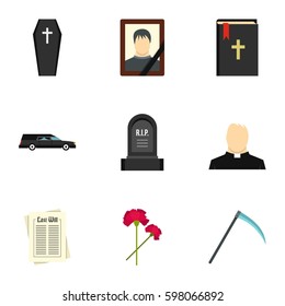 RIP icons set. Flat illustration of 9 RIP vector icons for web
