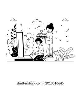 Rip illustration, glyph design vector of chinese tomb offering 