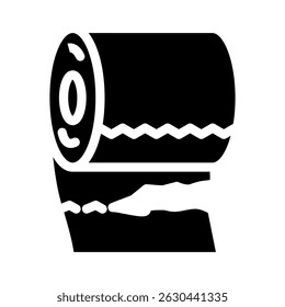 rip line toilet paper glyph icon vector. rip line toilet paper sign. isolated symbol illustration
